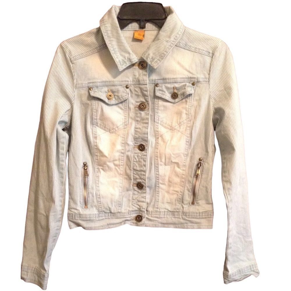 JOUJOU Denim Pinstripe Jean Jacket Size Small